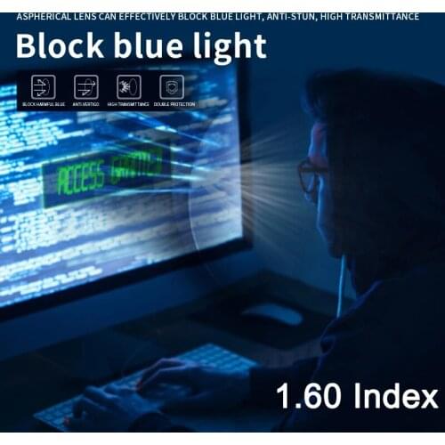 SASAMIA 1.60 Index Uv Potection Anti Blue Light Lenses For Eyes Myopia Hyperopia Prescription Lens Computer Glasses