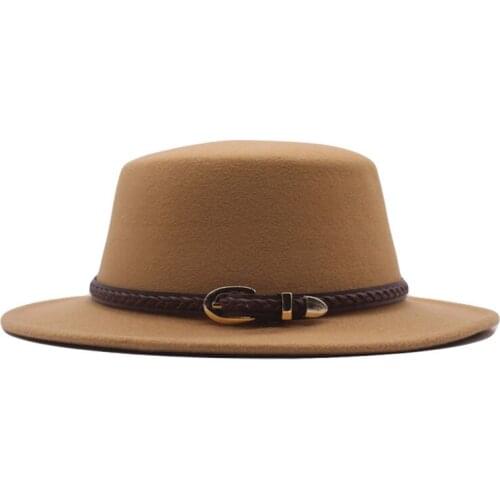 Panama Vintage Wide Brim Black Fedora Hat Men Flat Top Wool Jazz Cap Elegant Ladies Gentleman Gambler Hats