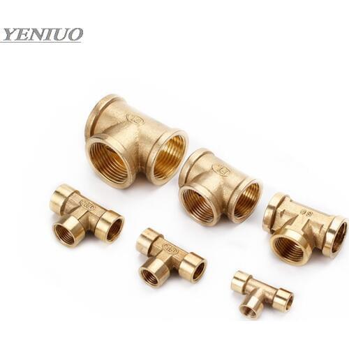 Tee Type Brass Pipe Fitting Adapter Coupler Connector For Water Fuel Gas 1/8" 1/4" 3/8" 1/2" 3/4" 1"BSP Female Thread 3 Way