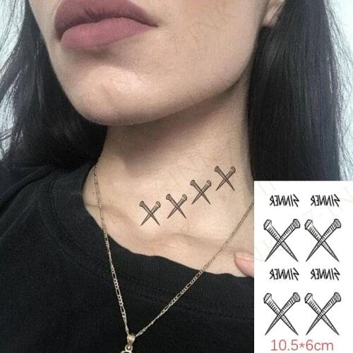 Waterproof Temporary Tattoo Stickers Women Words "Sinner" Screw Snag "X" ElemenBody Art Makeup Fake Tatto Flash Tatoo For Men