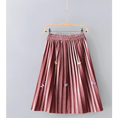 2019 Girls Skirt Autumn and Winter Childrens Velvet Pleated Skirt Female Baby Long Skirt Parent-child Princess Long Skirt 2-8Y