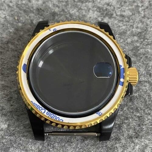 Diving Watch Repair Parts 40mm Case Shell Sapphire Glass Set Convex Magnifying Flat Looking Glass For NH35/NH36 Movement