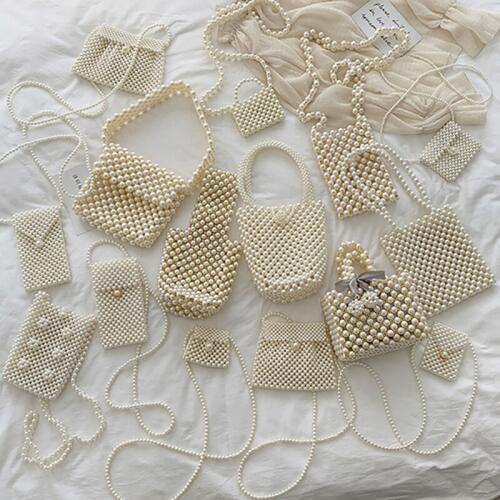 Pearl Bags Women Mini Crossbody Shoulder Bags 2019 New Retro Beaded Handbags Luxury Handmade Totes Purse Ladies Evening Bags