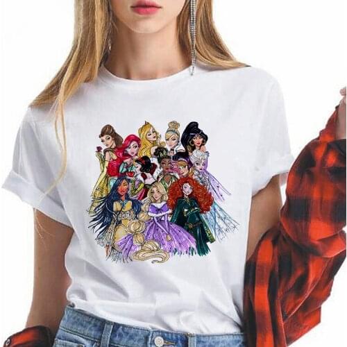Disney Princess Villains Womens Tee Shirt Kawaii Princesses Summer Short Sleeve Casual Hipster Ropa Tumblr Mujer Tshirt Femme