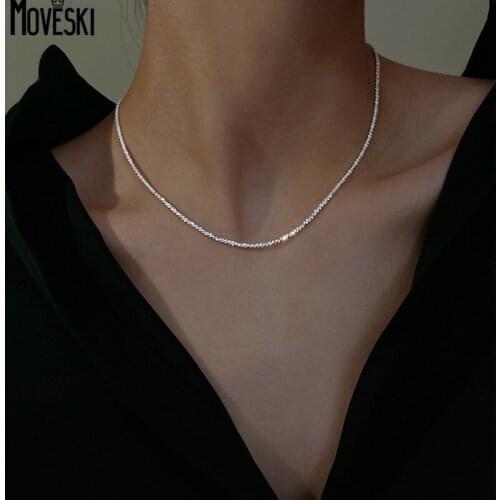 MOVESKI 925 Sterling Silver Korea Sparkling Gypsophila Necklace for Women Sweet Wedding Jewelry Accessories