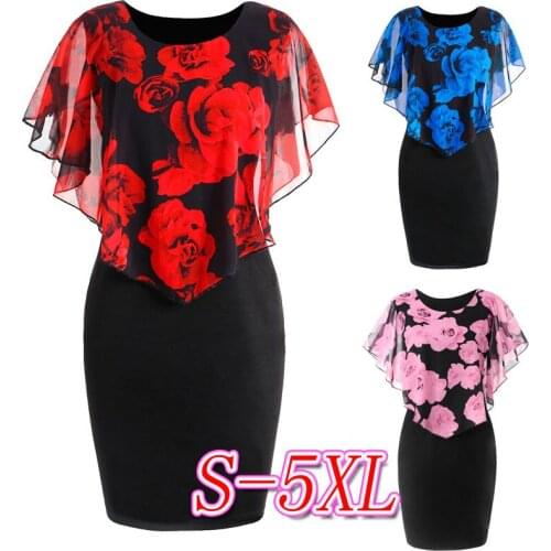 Dress Women Print Chiffon Shawl Slim-Fit Sexy Dress Short Party Femmel Elegant Ladies Chiffon Dress Vestidos Bodycon Dress