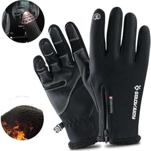 Winter Windproof Cycling Gloves Full Finger Thermal Warm Bicycle Gloves Waterproof Touch Screen Bike Gloves Men Women