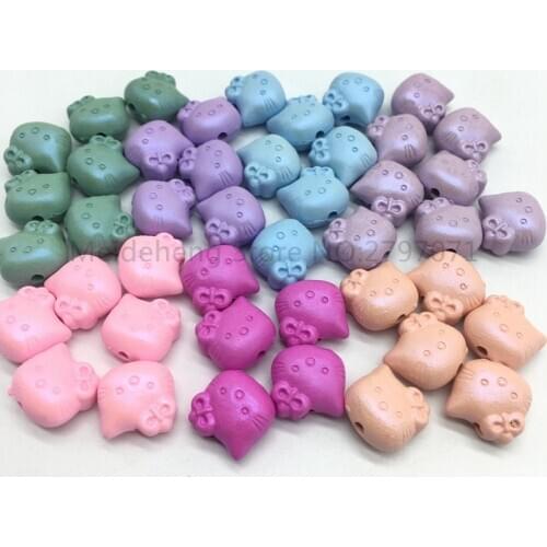 10 14mm Acrlic Cat Star Flower Square Heart Big Beads Solid Colorful Beads DIY Craft Accessories For Jewelry Making Meideheng