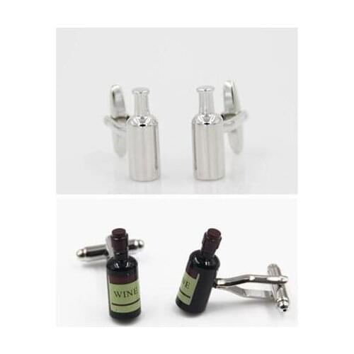 10pairs/lot Novelty Wine Bottle Cuff Links Silver Drinking Beer Bottle Cufflinks Copper Shirt Cuff Button Mens Jewelry