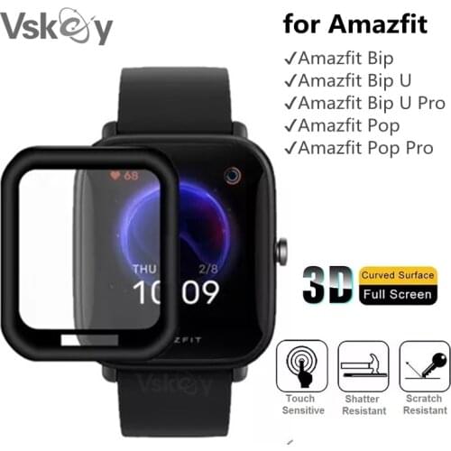 100PCS 3D Curved Soft Screen Protector for Amazfit Bip U / Pop Pro Smart Watch Full Cover Protective Film (Non Tempered Glass)
