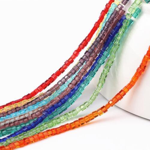 1800pcs Mixed Color Square 2mm Crystal Beads charm Glass Beads Loose Spacer Bead for DIY Jewelry Making