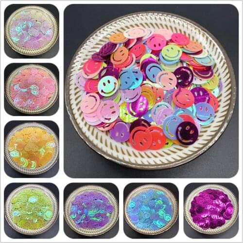 200pcs/Lot 12mm PVC Round Shape Smiley Sequins Paillettes For Nail Craft Accessories DIY Pendant SequinTrim Nail Sequins
