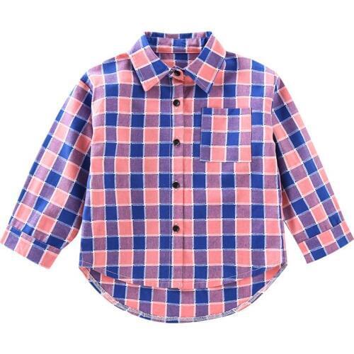 2019 girl autumn new plaid shirt Girl cotton fashion plaid shirt Girl soft and comfortable plaid coat Girl shirt