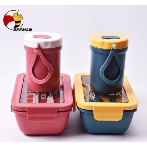 2021 Microwave Lunch containers Box with Compartments Bento Box Japanese Style Leakproof Food Container for Kids with Tableware