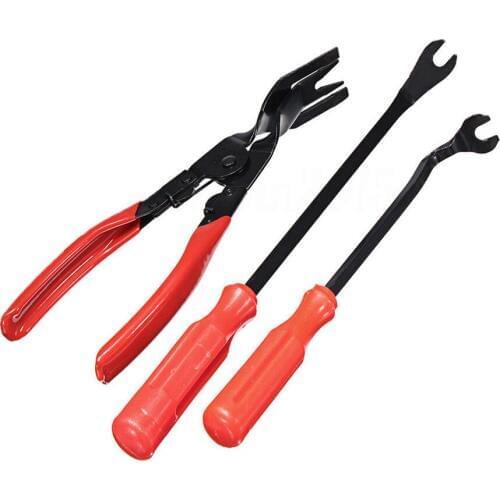 3Pcs Car Door Trim Clip Plier & Fastener Remover Puller Repair Tool Kit Set
