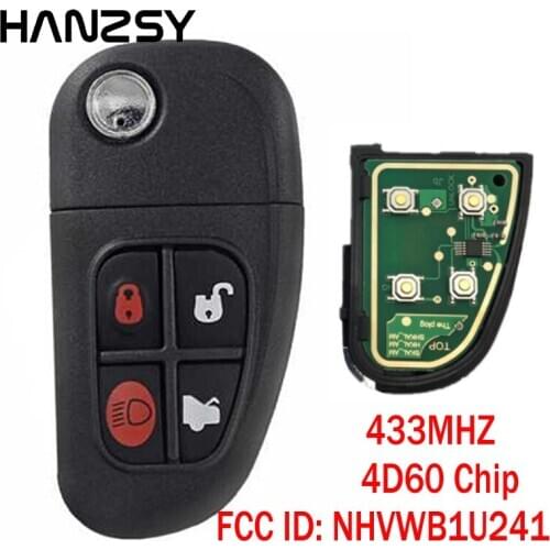 4 Bottons 315mhz/433mhz Remote key for Jaguar X-Type S-Type 1999-2009 XJ XJR 2002-2008 NHVWB1U241 Car Flip Folding key