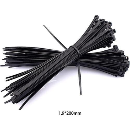 500pcs 1000pcs 1.9*200mm Black White Width 2.5MM Nylon Cable Ties Wraps Self-Locking Strong Cable Strap International Standards