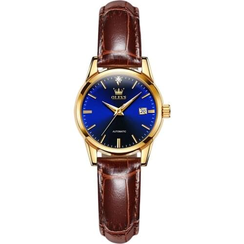 OLEVS Automatic Mechanical Watches for Women, No Battery Watch Self-Winding Waterproof Leather Classic