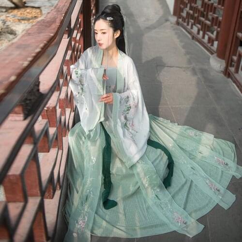 Free shipping Womens traditional daily Hanfu embroidery with Chinese elements