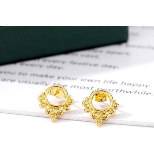 Bohemian Fashion Gold Silver Round Stud Earrings For Women Hollow Design Heart Water Drop Earring Statement Jewelry 2021 New