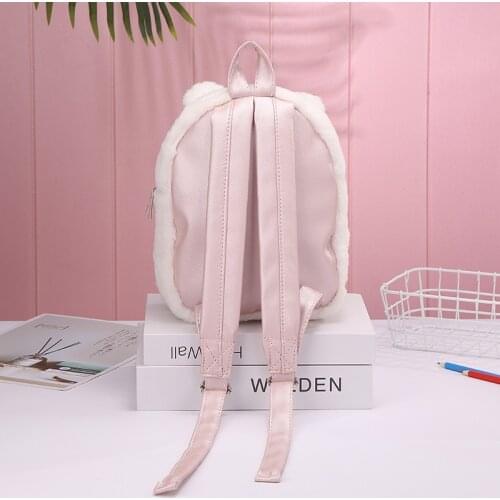 Childrens school bag new plush cute bear cartoon bow backpack baby cute snack backpack