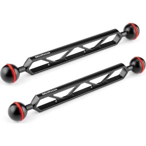 Double 1” Ball Arm 2PCS 8” Aluminum Alloy Underwater CNC Arm System Connector Ball Head Extension for Strobe/Video Light/Diving