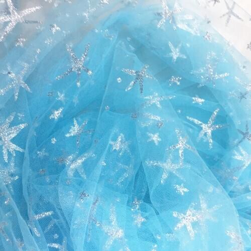 GLace 3Y/Lot 100% Polyester Bronzed Mesh Fabric Encrypted Mesh Stars Lace Background Dress Fabric Wedding Decoration TX878