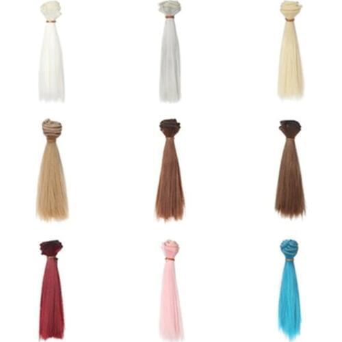 1pcs 15*100CM High Temperature Fiber Straight Doll Hair For Russian Handmade Dolls & BJD Dolls DIY Doll Wig Accessories
