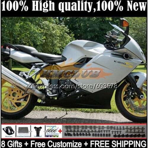 Body For BMW K 1200 S 1200S K1200S 05 06 07 08 09 10 47CL.17 K1200 S K-1200S 2005 2006 2007 2008 2009 2010 Fairing Silver blk