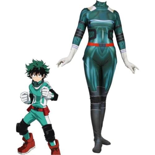 Anime Boku no Hero Academia Deku Izuku Midoriya Costume My Hero Academia Cosplay Bodysuit Zentai Suit Halloween Jumpsuit
