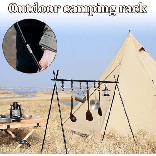Lightweight Exterior Folding Camping Shelf Aluminum Alloy Clothes Storage Hanger Cookware Eequipment Hanging Rack Estante