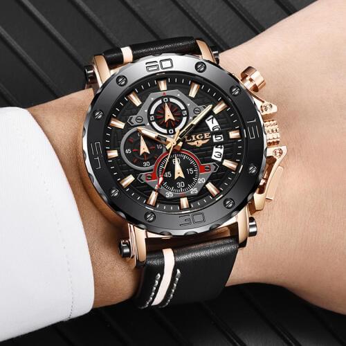 LIGE New Mens Watches Top Luxury Brand Men Unique Sports Watch Mens Quartz Date Clock Waterproof Wrist Watch Relogio Masculino