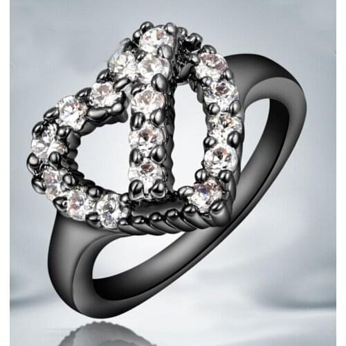 YaYI Fine Jewelry Fashion Princess Cut Claw Set White Cubic Zirconia Black Color Engagement Wedding Party Couples Rings