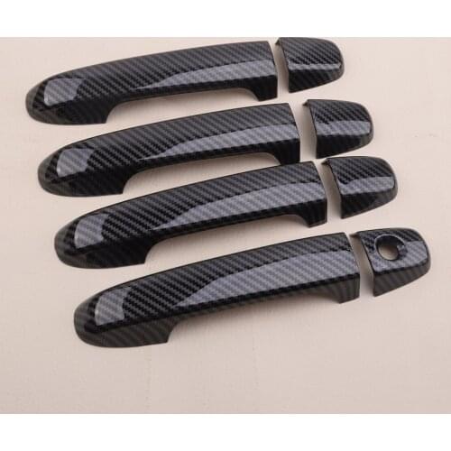 8Pcs ABS Car Exterior Door Handle Cover Trim Fit for Toyota Camry 2012 2013 2014 2015 2016 2017 Carbon Fiber Style