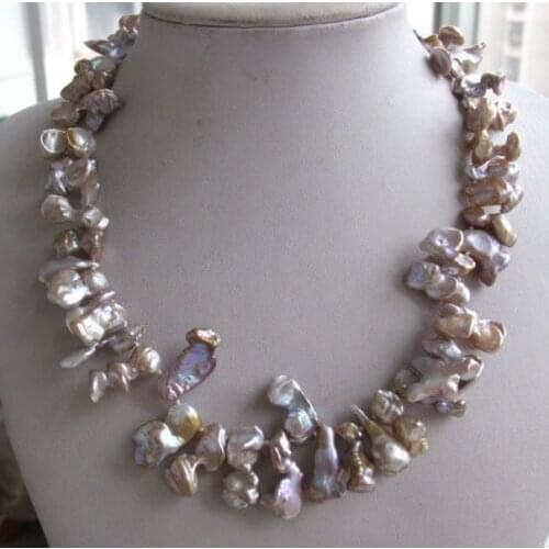 Unusual Purple Brown Keishi Keshi Petal Pearl Necklace earring gift