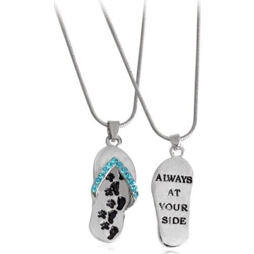New Fashion Creative Personality Words Footprints Slipper Pendant Necklace