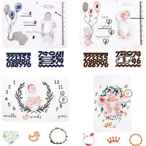 New Fashion Flannel Baby Milestone Blanket Growth Memorial Blanket Baby Photo Photography Props Creative Photo Background Cloth