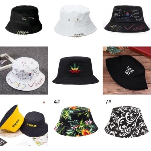 Unisex Hip Hop Harajuku Bucket Hat Fishing Outdoor Cap Mens Summer For Fisherman Hat Women Bone Feminino Pin Rings Sunhat Caps