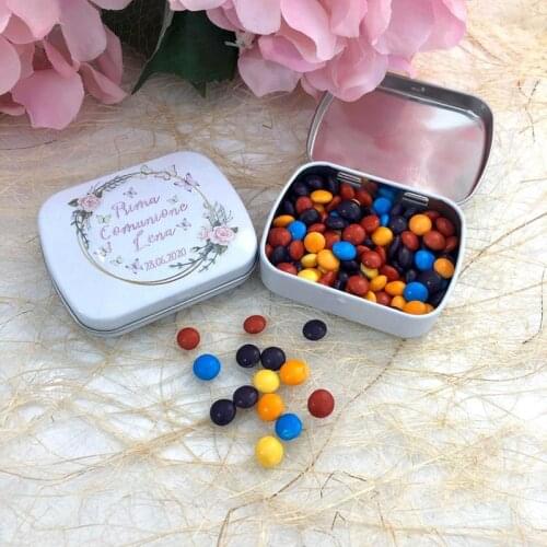 Birthday Party Favors Custom Candies Colorful Chocolate Bean Kids Personalized Sweet Box Tin Back to School First Birthday Gifts