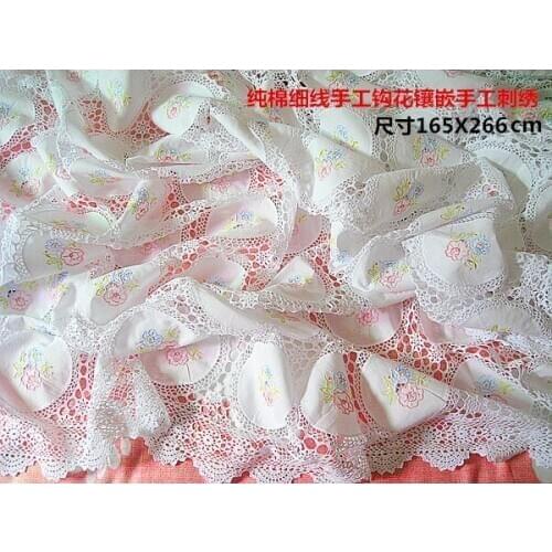 Full of workers embroidered fine line crochet hook flower hollow tablecloth beautiful pure hand-made cotton cover cloth