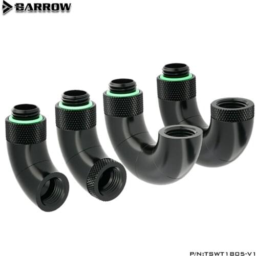 Barrow Rotatable Adapter A2-3-4-5 90 180 D Multi-Angle Snake, 360 Degree (Male to Female G1/4'') For Computer Water Cooling