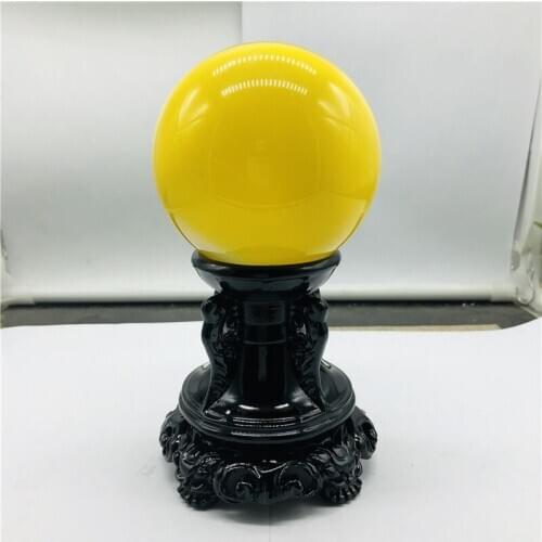 Rare Natural Quartz green Cat Eye Crystal Healing Ball Sphere+ wood bracket