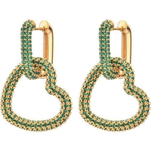 Luxury multi color peach heart 360 degree diamond Zircon Earrings women / Girls wedding party fashion jewelry gift ER-518