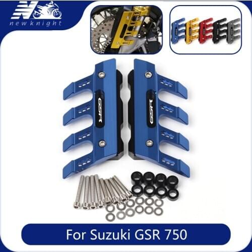 With Logo For Suzuki GSR 750 Motorcycle CNC Aluminum Mudguard Side Protection Block Front Brake Disc Caliper Protector Cover