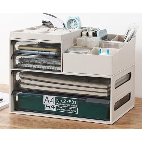 Office Desk Storage Box File Rack Drawer Sundries Student A4 Stationery Folder Desktop Organizer Pen Holder Office Accessories