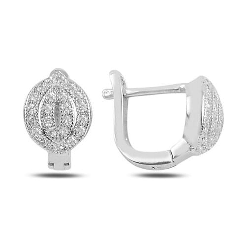 Silver 925 Sterling Zircon Cubic Zirconia J Earrings