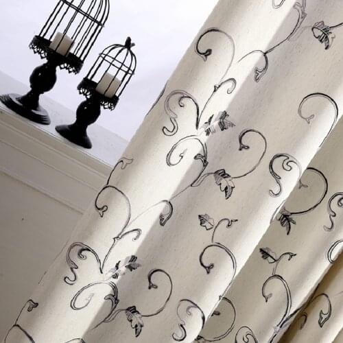 Modern Simple European Curtains for Living Room for Bedroom Cotton-linen High Shading Curtain Embroidery Home Decoration Custom