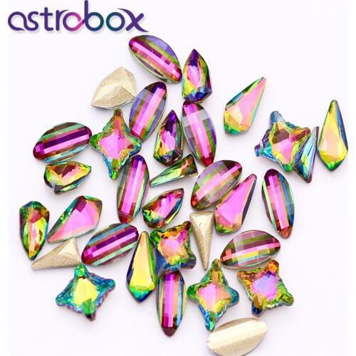 1 Pack Nail Rhinestones for Nails Water Drop Oval Flame Crystal Nail Stones Gems Nail Art Accessory Decoration 3D Manicure Mix