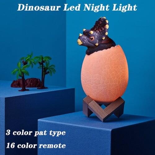 Cute Dinosaur 3D Night Lamp Triceratops Remote Control Led Light Pat Touch Bedroom Bedside Lamp Table Lights Children Kids Toys