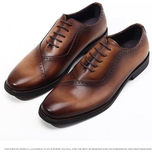 Men Genuine Leather Dress Shoes High Quality Pointed Toe Wedding Shoes Male Italian Design Black Hand-made Work Shoe